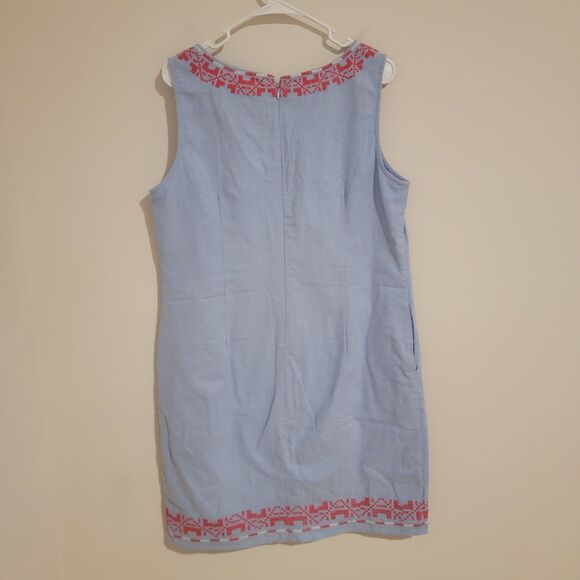 Jade Melody Tam Womens Dress Midi Size Large Embroidered Boho Sheath Chambray - Picture 3 of 8